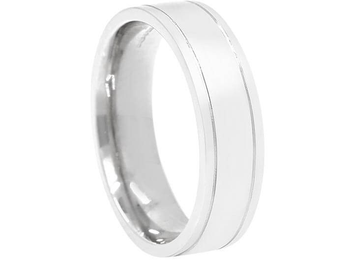 Platinum Wedding Ring with Saw Cut Lines