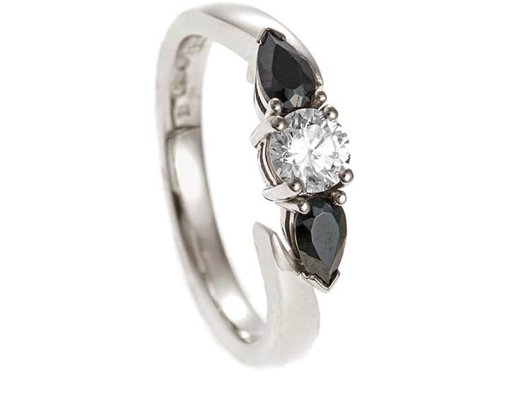 Jennifer's Fairtrade 18ct White Gold Laboratory Grown Diamond and Black Spinel Engagement Ring