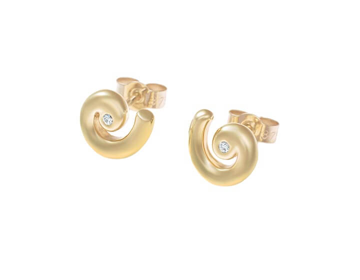 Fairtrade 9ct Yellow Gold and Diamond Curl Earrings