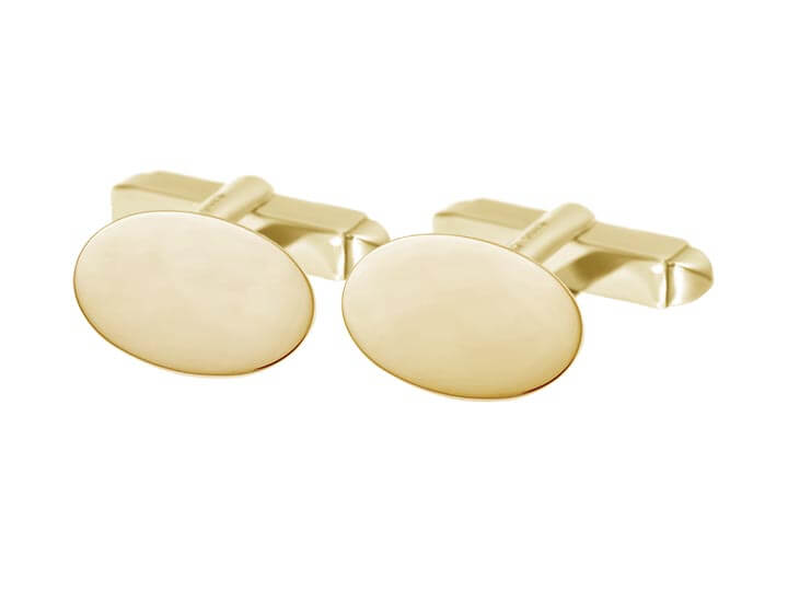 9ct Yellow Gold Polished Oval Cufflinks With Hinged Backs