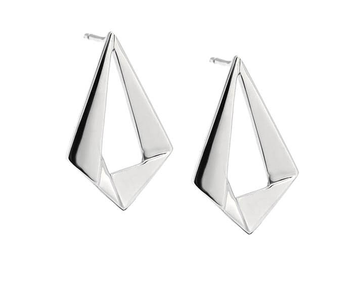 Origami Inspired Sterling Silver Stud Earrings