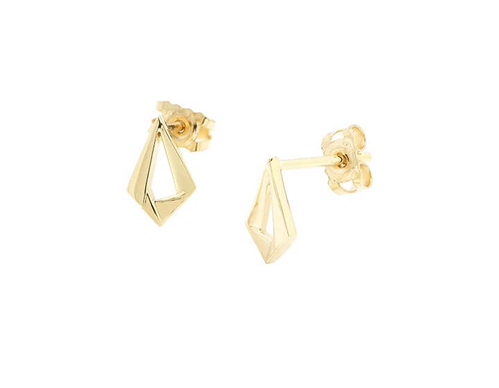 Origami Inspired 9ct Yellow Gold Stud Earrings