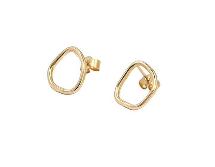 Organic Circle 9ct Yellow Gold Earrings