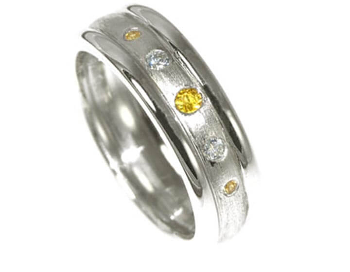 9ct white gold eternity ring with sapphires and diamonds.