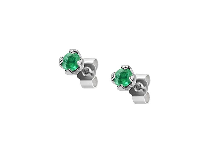 Palladium Tulip Inspired Emerald Stud Earrings