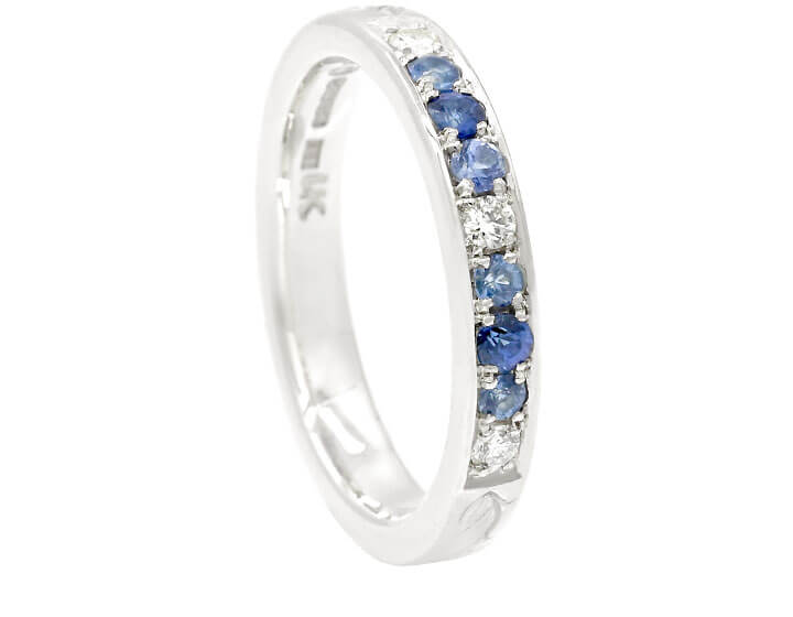 Sapphire and Diamond Eternity With Vine Engraving