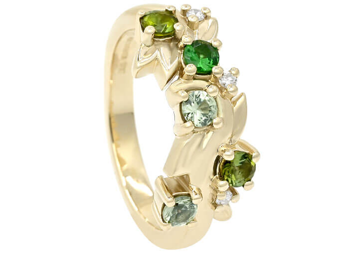 Nature Inspired Statement Ring in Shades of Green