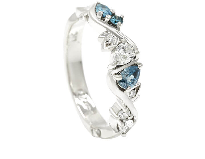 Bluebell Inspired Blue and White Diamond Eternity Ring