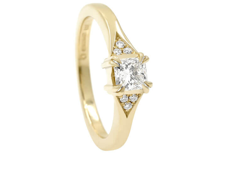 Sleek 9ct Yellow Gold and Princess cut Diamond Engagement Ring