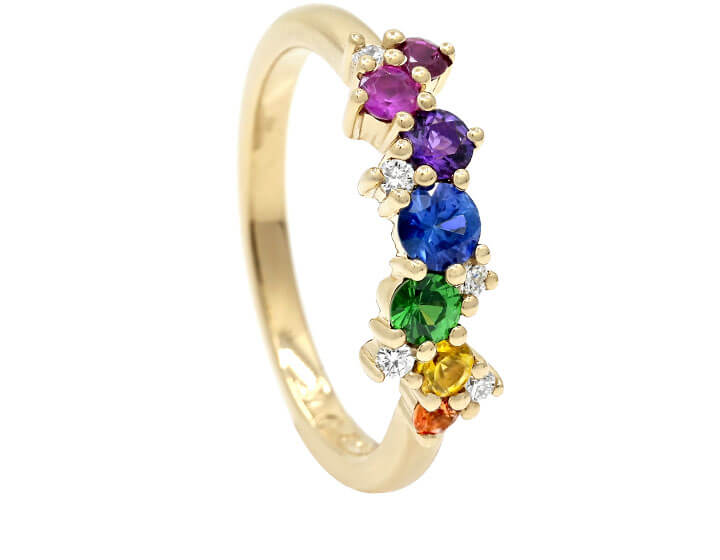 Joyful Rainbow Gemstone Eternity Ring in Fairtrade Gold