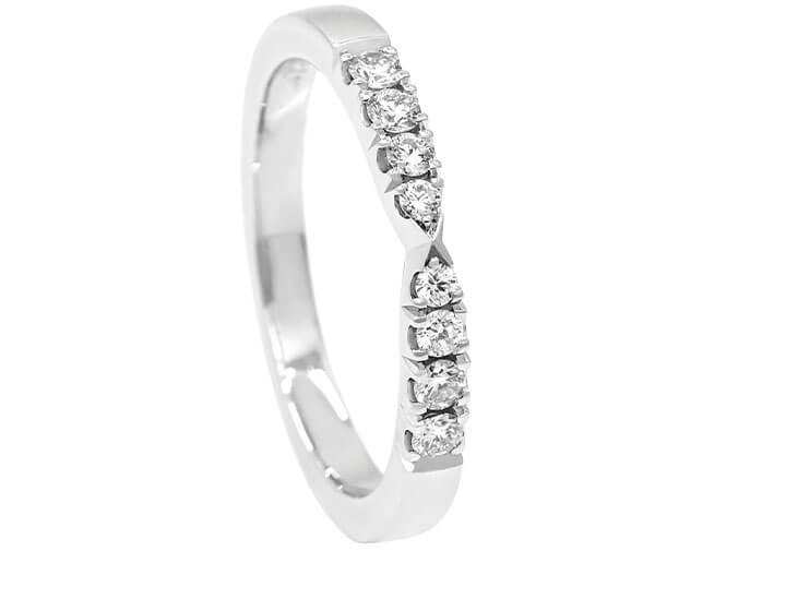 Platinum and Diamond Scallop Set Pinch Eternity Ring