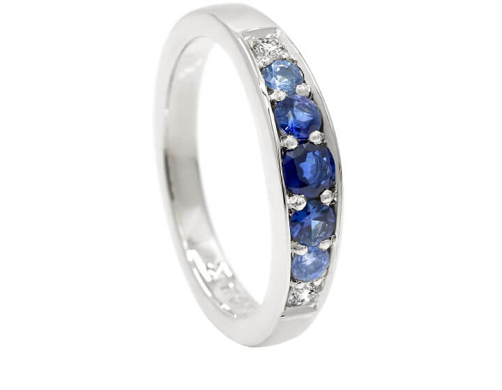 Handmade Blue Sapphire and Diamond Eternity Ring