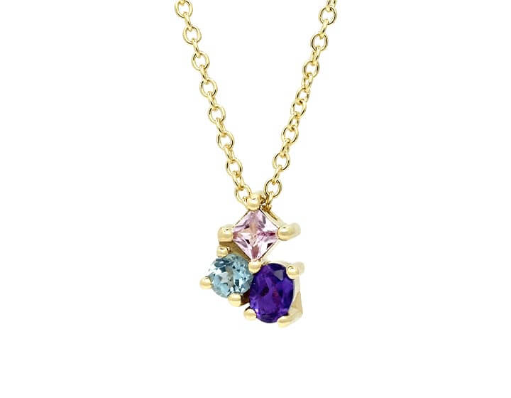 Wildflower Inspired Amethyst, Sapphire and Topaz Pendant