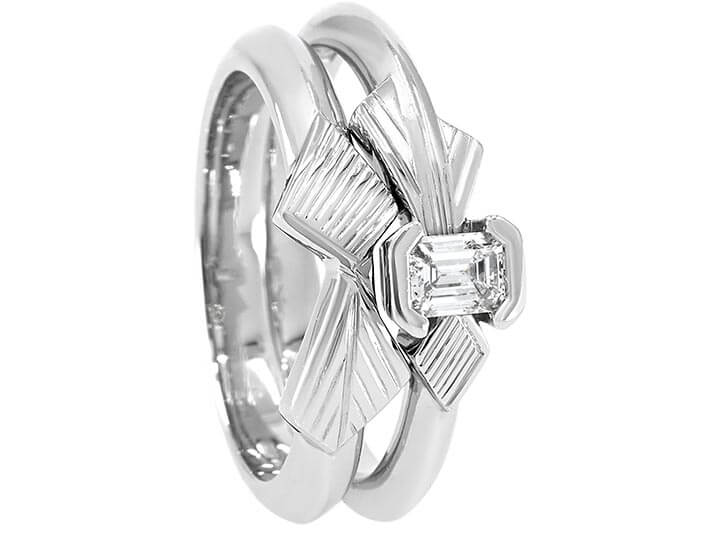 Claire's Art Deco Fan Inspired Platinum Wedding Ring