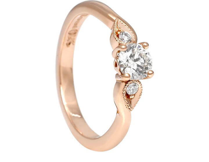 Dovile's 9ct Rose Gold and Diamond Leaf Engagement ring