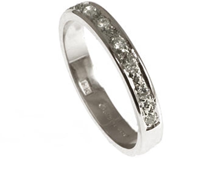 18ct white gold diamond eternity or wedding ring with pave settings