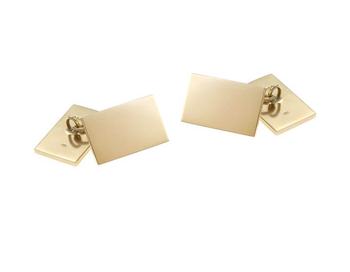 9 carat yellow gold rectangular double cufflinks