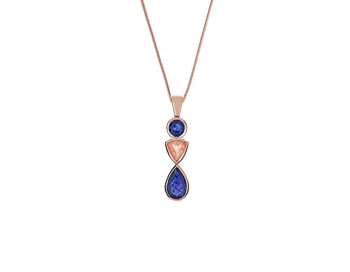 Millie's Fairtrade 9 carat rose gold and sapphire pendant