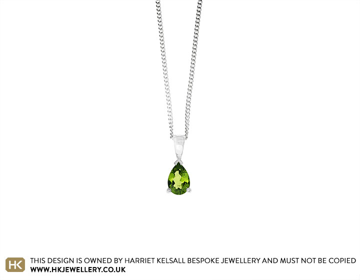 Sterling silver and pear cut peridot pendant