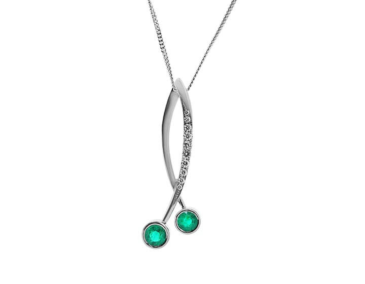 Platinum, Emerald and Diamond Tenth Anniversary Necklace