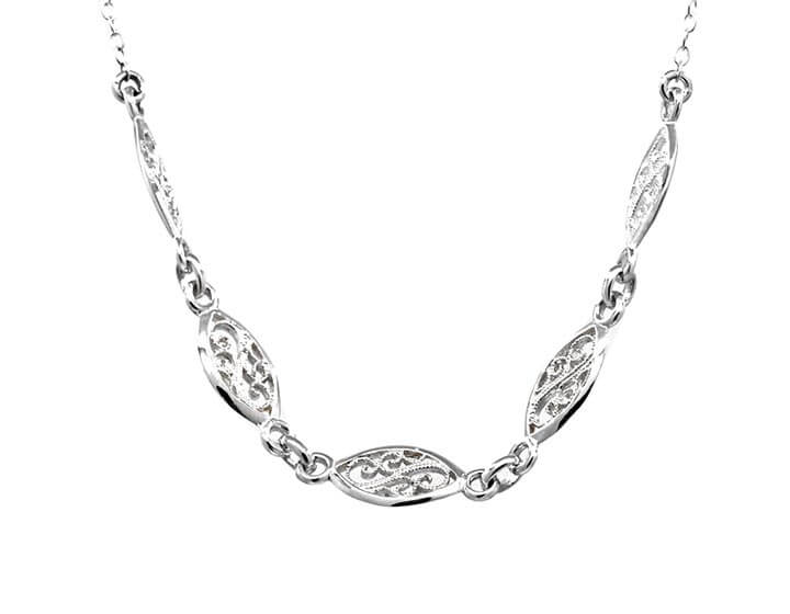 Intricate Sterling Silver Five Filigree Necklace