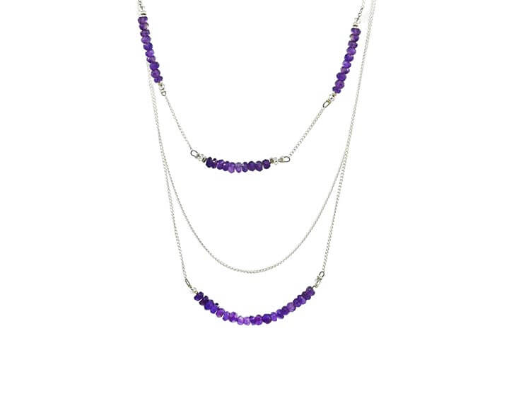 Sterling Silver and Amethyst Multi-Strand Beaded Necklace