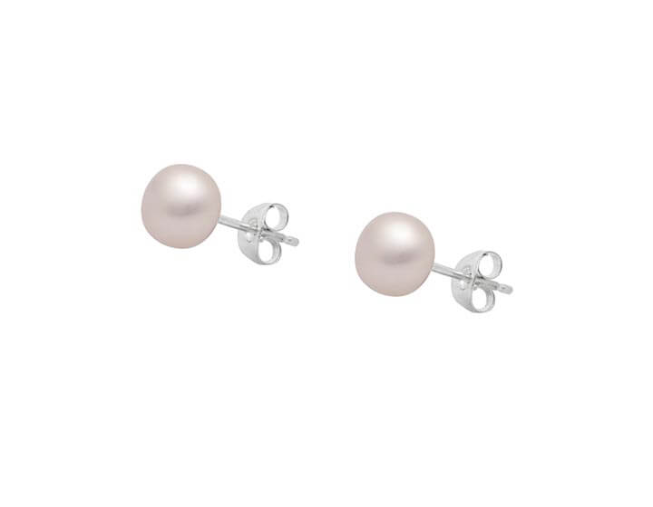 Cultured Pink River Pearl And Sterling Silver Stud Earrings