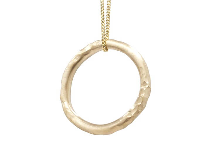 9ct Yellow Gold Organically Shaped Hammered Pendant