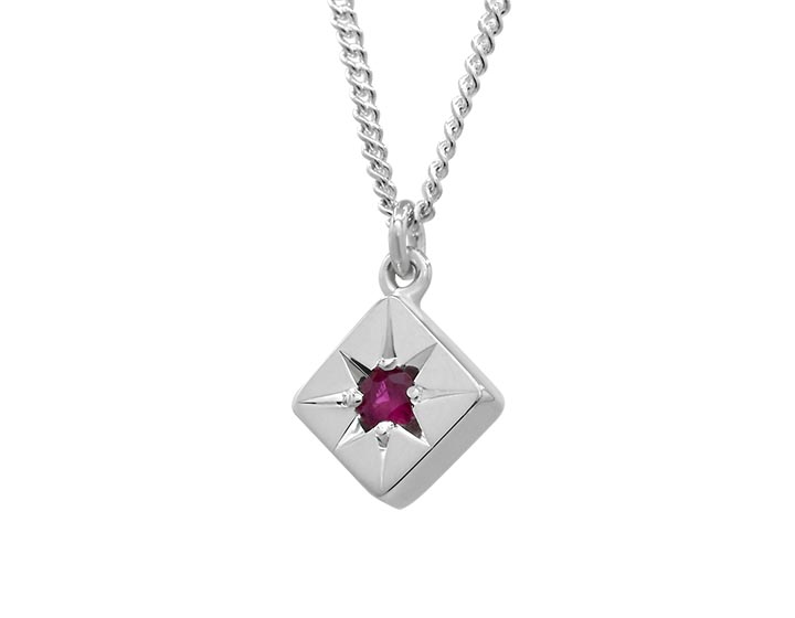 Polaris Star Inspired Sterling Silver and Ruby Pendant