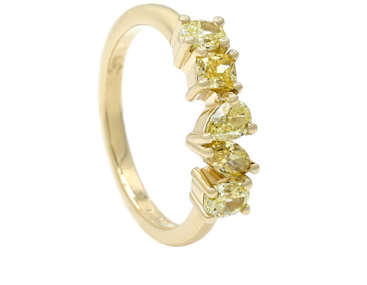 Mixed Cut Yellow Diamond Eternity Ring in Fairtrade Gold