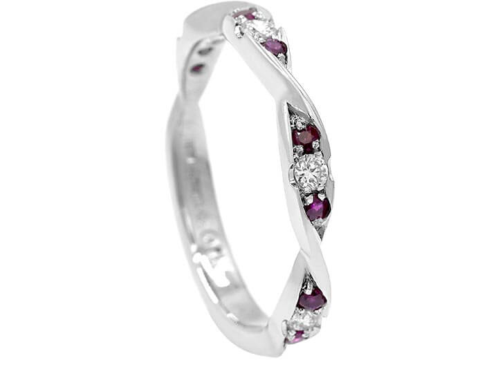 Twist Design Platinum, Diamond and Ruby Eternity Ring