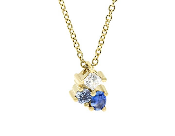 Yellow Gold and Sapphire 'Cloudy Day' Cluster Necklace