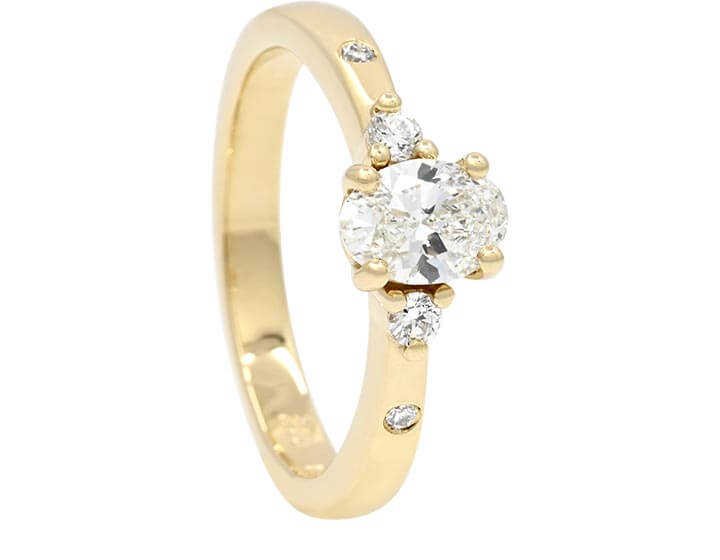 Yellow Gold Trilogy Style Engagement Ring For Leila