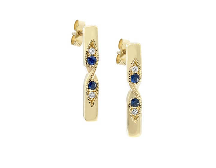 Linda's Sapphire and Diamond Mobius Twist Earrings