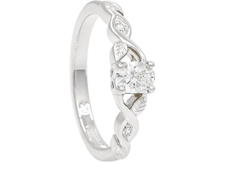 Leanne's Oval Cut Diamond Engagement Ring with Leaf Details