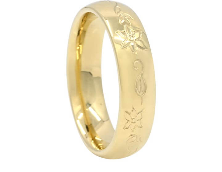 Liam's 18ct Yellow Gold Engraved Wedding Ring