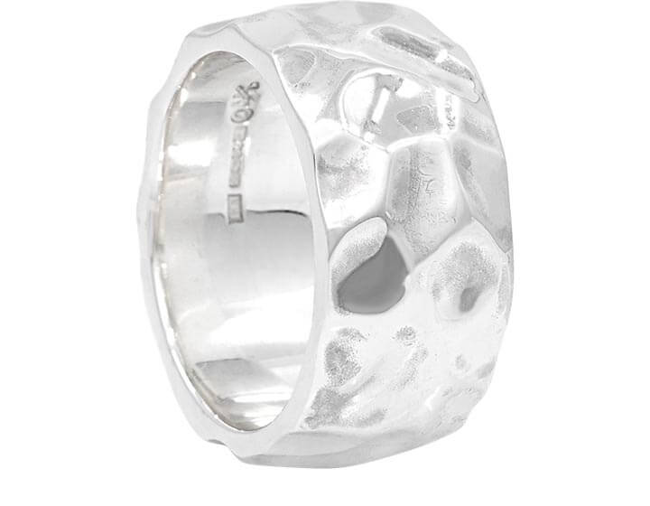 Sterling Silver Abstract Ripple Finish Wedding Ring