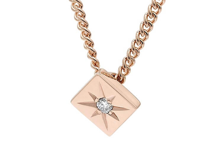 9Ct Rose Gold Star Pendant with an I PK1 Brilliant Cut Star Set Diamond