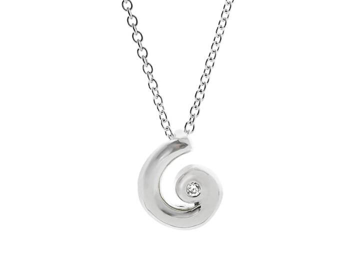 Recycled Sterling Silver Curl Diamond Necklace