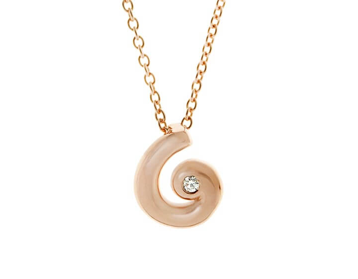 Fairtrade 9ct Rose Gold Curl Pendant With 1.5mm Diamond