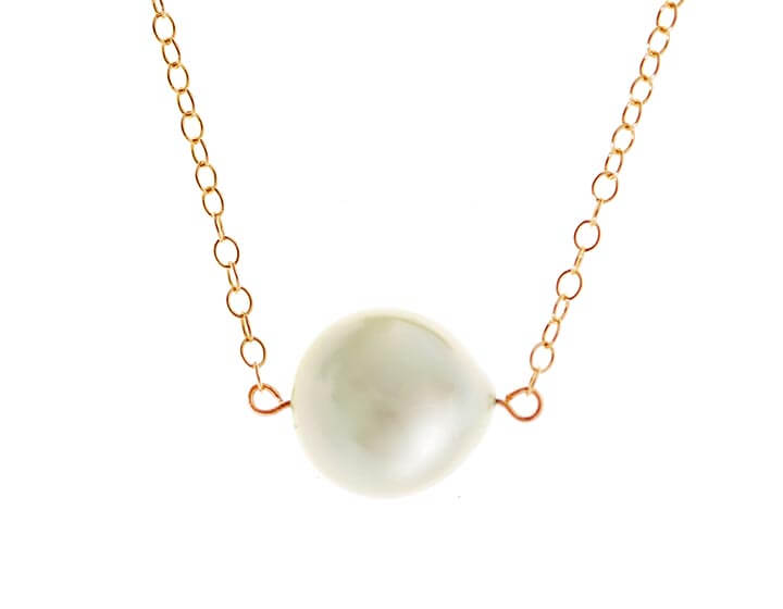 Coin Pearl on 9ct Rose Gold Trace Chain