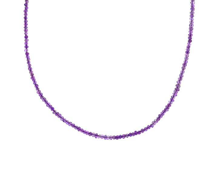 Faceted Amethyst Beaded Necklace with Sterling Silver Extension Chain