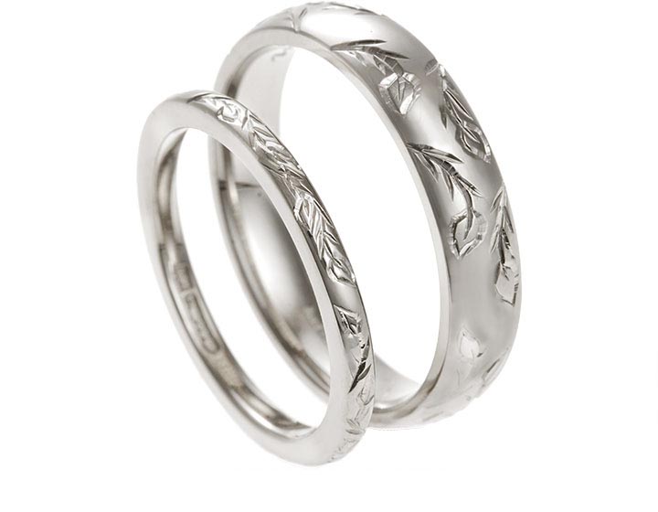 Andrew's 18ct White Gold Vine Engraved Wedding Ring