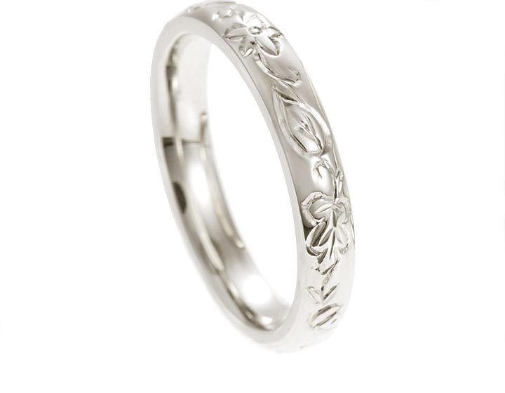 Brittany's 9 carat white gold leaf and blossom wedding ring