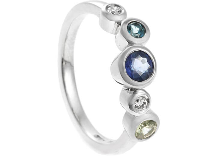 Anne's Platinum and Mixed Stone Birthday Ring