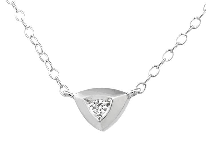 Trilliant Shaped Recycled Sterling Silver Diamond Set Pendant