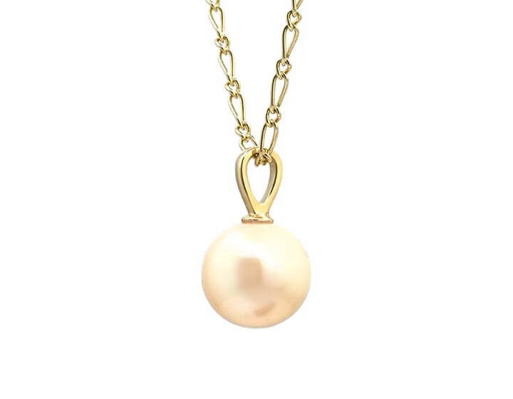 9ct Yellow Gold and Large Champagne Coloured Freshwater Pearl Pendant