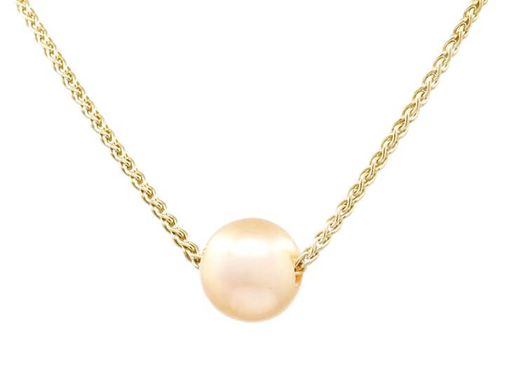 9ct Yellow Gold Necklace with Cultured Champagne Pearl