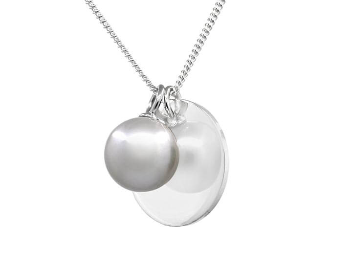 Customisable Sterling Silver Disc and Cultured Grey Pearl Pendant