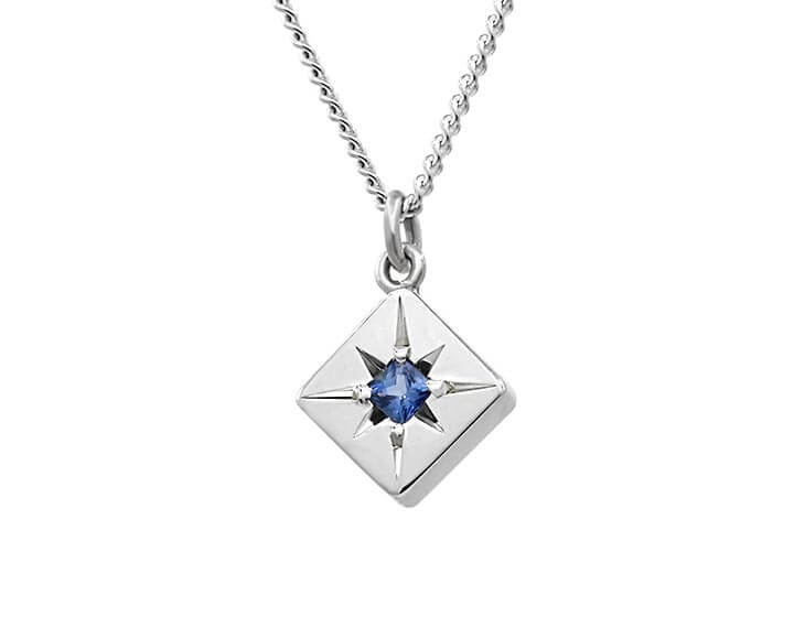 Polaris Star Inspired Sterling Silver and Sapphire Pendant